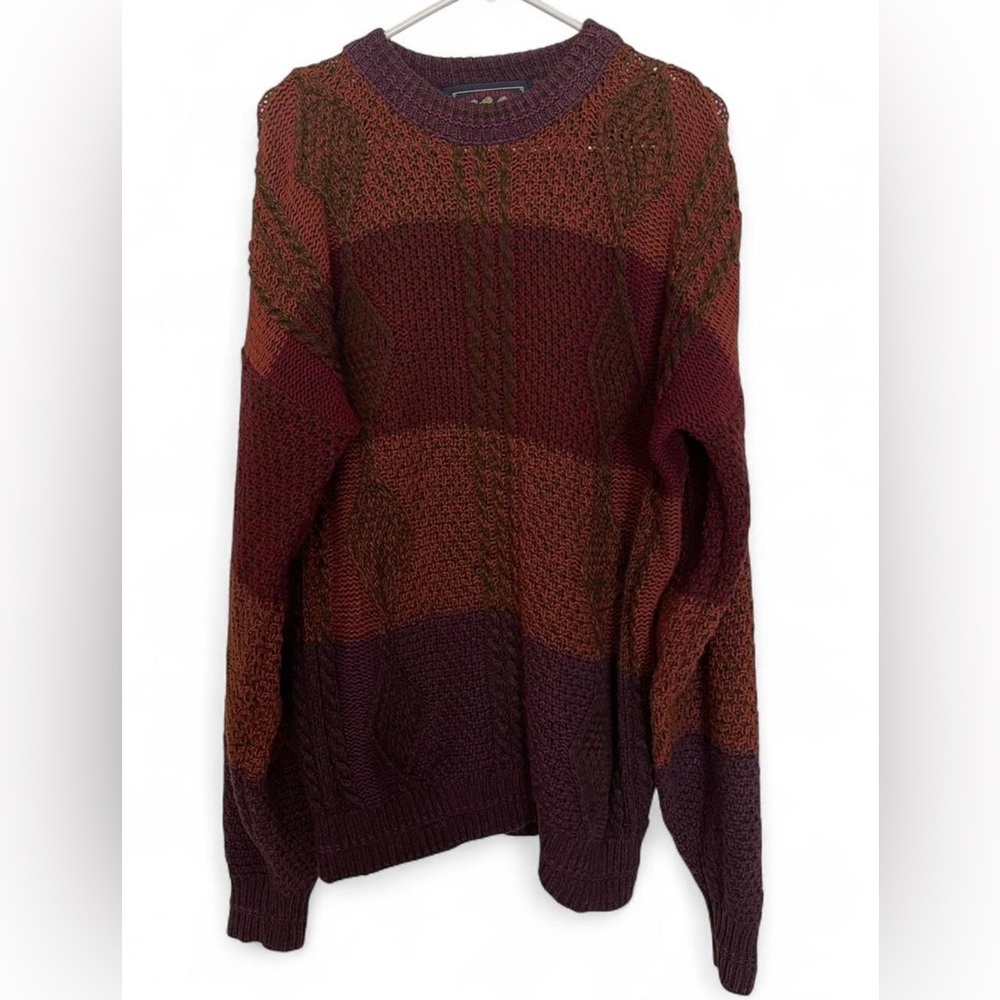 Vtg Ralph Lauren Chaps Cable Knit Cotton Sweater USA L
